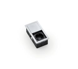 PLAZA 1 Steckdosenelement Edelstahl gebürstet - Schuko 1-fach mit Schiebedeckel / Steckdosen