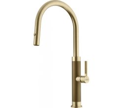 FRANKE 115.0711.558 Armatur Mythos Masterpiece J-Auszugsbrause, Seitenbedienung, Hochdruck, Gold