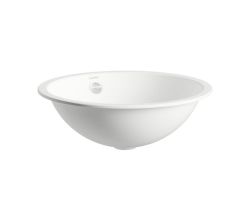 LAUFEN Einbauwaschtisch / Waschbecken FORM 450x450 rund weiß ohne Hahnloch mit Überlauf, H513FM50001091 / Unterbau