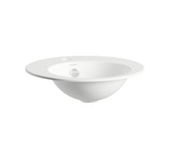 LAUFEN Einbauwaschtisch / Waschbecken FORM 400x400 rund weiß mit Hahnloch mit Überlauf, H517FM30001041