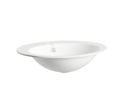 LAUFEN Einbauwaschtisch / Waschbecken FORM 600x500 oval weiß mit Hahnloch mit Überlauf, H517FM70001041