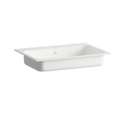 LAUFEN Einbauwaschtisch / Waschbecken STREAM 650x472 rechteckig weiß mit Hahnloch mit Überlauf, H517SR70001041