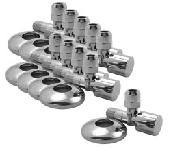 10er SET PUTEUS Eckventil 3/8 Zoll mit Komfortgriff und Schubrosette / Wasseranschluss