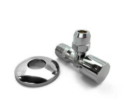 PUTEUS Eckventil 1/2 Zoll mit Komfortgriff und Schubrosette / Wasseranschluss
