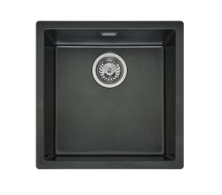 Reginox R34040 Flächenbündige Regi Granit Spüle TEXEL 40x40 (L) BLACK SILVERY ab 50 cm Schrankbreite