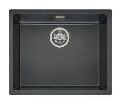 Reginox R34057 Flächenbündige Regi Granit Spüle TEXEL 50x40 (L) BLACK SILVERY ab 60 cm Schrankbreite