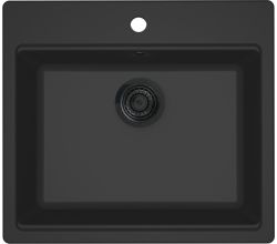 REGINOX R40348 Regi Granite Spüle FLORENCE 50 mit Armaturenbank in Nero Black ab Schrankbreite 60 cm / Auflagespüle