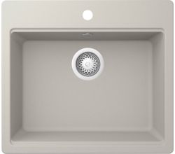 REGINOX R41062 Regi Granite Spüle FLORENCE 50 mit Armaturenbank in Soft White ab Schrankbreite 60 cm / Auflagespüle