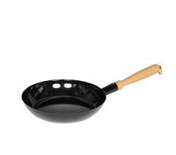 RIESS 0564-022 Holzknechtpfanne Ø 24 cm Schwarzemaille mit Holzgriff / Eisenpfanne