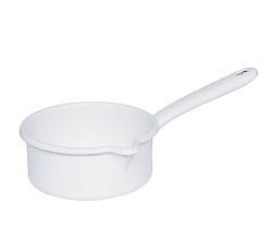 RIESS 0036-033 Stielkasserolle 14 cm mit großem Ausguss, 0,75 L, Classic Weiss / Stieltopf