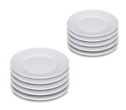 10er SET RIESS 0302-033 Teller flach 21 cm, Classic Weiss / Emailleteller