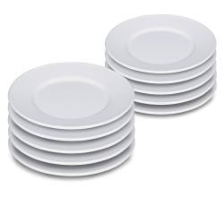 10er SET RIESS 0503-033 Teller flach 26 cm, Classic Weiss / Emailleteller