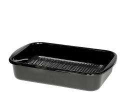 RIESS 0433-022 Grillpfanne mit Waffelboden 35 x 23 cm, Schwarzemaille