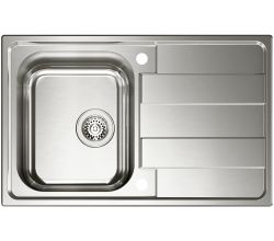 Spüle RIVA 1 mit Drehexcenterbedienung / Edelstahlspüle / CONTURA / Ausschnitt 770 x 480 mm