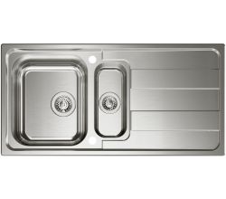 Spüle RIVA 4 mit Drehexcenterbedienung und Restebecken / Edelstahlspüle / CONTURA / Ausschnitt 975 x 475 mm