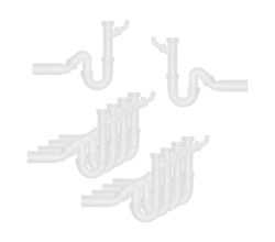 10er SET Universal-Röhren-Geruchsverschluss 1 1/2 " mit einem Geräteanschluss und 50 mm Abgang / Ablaufverbindung / Sifon / Abfluss / Geruchsverschluss / Traps