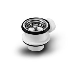 Universal Siebkorbventil 70 mm mit Anschluss für Überlauf und Siebkörbchen manuell / Ablauf / Abfluss / Ersatzteil / Spüle