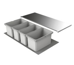 Abfallsorter Cox Box 1T/1000-4 mit vierfach Trennung für 100 cm Schrankbreite / Abfalleimer / Abfallsammler / Mülleimer