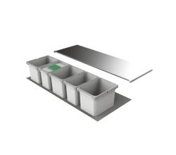 Abfallsorter Cox Box 235 K / 1200-5 für 120 cm Schrankbreite mit Biodeckel / 5-fach Trennung, 45 (3x10 und 2x 7,5) Liter / Abfalleimer / Abfallsammler