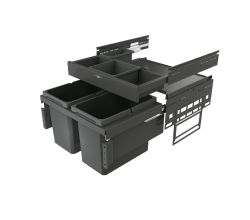 NABER 8013373 Abfallsammler 44 (2x22) Liter Cox® Base 360 S/600-2 mit Base-Board, anthrazit, H 460 mm