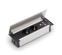 KAPSA-USB 2-fach Steckdosenelement mit Doppel USB-Charger zum Einbau in die Arbeitsplatte, Frontblende oder Seitenwand / Steckdosen / Steckdose