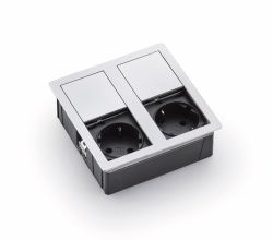 VersaHit Dual Steckdosenelement WEISS MATT - Schuko 2-fach mit Schiebedeckel / Steckdosen