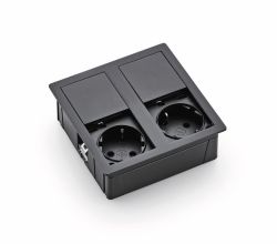 VersaHit Dual Steckdosenelement GUNMETAL - Schuko 2-fach mit Schiebedeckel / Steckdosen