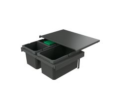 Naber 8013382 Abfallsammler Cox Stand-UP® 250 S/600-3 mit Biodeckel, anthrazit, 25 (1x13/2x6) Liter / 60 cm Schrankbreite