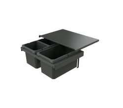 Naber 8013381 Abfallsammler Cox Stand-UP® 250 S/600-3 ohne Biodeckel, anthrazit, 25 (1x13/2x6) Liter / 60 cm Schrankbreite