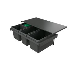 Naber 8013385 Abfallsammler Cox Stand-UP® 250 S/800-4 mit Biodeckel, anthrazit, 35 (1x13/1x10/2x6) Liter / 80 cm Schrankbreite