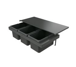 Naber 8013386 Abfallsammler Cox Stand-UP® 250 S/900-3, anthrazit, 39 (3x13) Liter / 90 cm Schrankbreite