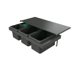 Naber 8013388 Abfallsammler Cox Stand-UP® 250 S/900-4 mit Biodeckel, anthrazit, 38 (2x13/2x6) Liter / 90 cm Schrankbreite