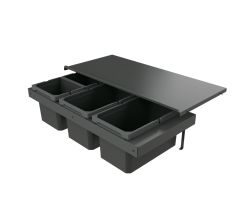 Naber 8013387 Abfallsammler Cox Stand-UP® 250 S/900-4 ohne Biodeckel, anthrazit, 38 (2x13/2x6) Liter / 90 cm Schrankbreite