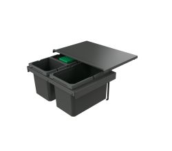 Naber 8013391 Abfallsammler Cox Stand-UP® 280 S/600-3 mit Biodeckel, anthrazit, 30 (1x16/2x7) Liter / 60 cm Schrankbreite