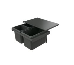 Naber 8013390 Abfallsammler Cox Stand-UP® 280 S/600-3 ohne Biodeckel, anthrazit, 30 (1x16/2x7) Liter / 60 cm Schrankbreite