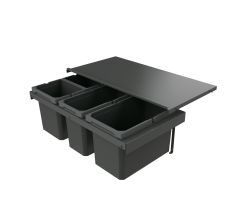 Naber 8013394 Abfallsammler Cox Stand-UP® 280 S/800-4 ohne Biodeckel, anthrazit, 42 (1x16/1x12/2x7) Liter / 80 cm Schrankbreite
