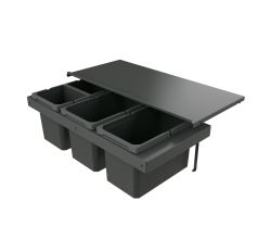 Naber 8013397 Abfallsammler Cox Stand-UP® 280 S/900-4 ohne Biodeckel, anthrazit, 46 (2x16/2x7) Liter / 90 cm Schrankbreite