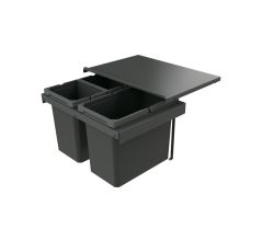 Naber 8013410 Abfallsammler Cox Stand-UP® 350 S/600-3 ohne Biodeckel, anthrazit, 42 (2x10/1x22) Liter / 60 cm Schrankbreite