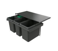 Naber 8013413 Abfallsammler Cox Stand-UP® 350 S/800-4 mit Biodeckel, anthrazit, 58 (2x10/1x22/1x16) Liter / 80 cm Schrankbreite