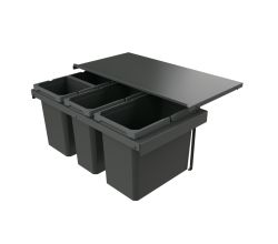 Naber 8013412 Abfallsammler Cox Stand-UP® 350 S/800-4 ohne Biodeckel, anthrazit, 58 (2x10/1x22/1x16) Liter / 80 cm Schrankbreite