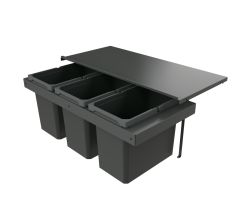 Naber 8013414 Abfallsammler Cox Stand-UP® 350 S/900-3 ohne Biodeckel, anthrazit, 66 (3x22) Liter / 90 cm Schrankbreite