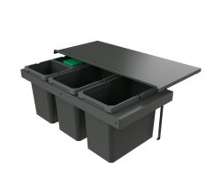 Naber 8013416 Abfallsammler Cox Stand-UP® 350 S/900-4 mit Biodeckel, anthrazit, 64 (2x22/2x10) Liter / 90 cm Schrankbreite