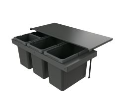 Naber 8013415 Abfallsammler Cox Stand-UP® 350 S/900-4 ohne Biodeckel, anthrazit, 64 (2x22/2x10) Liter / 90 cm Schrankbreite