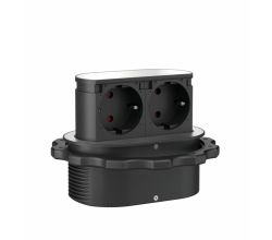 Steckdosenelement Piccolino, Blende edelstahlfarbig, versenkbar