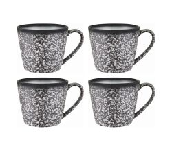 Maxwell & Williams 4er-Set – 4 × AX0595 CAVIAR GRANITE Becher 420 ml kegelförmig, Porzellan (AX0595)