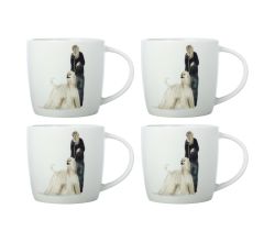 Maxwell & Williams 4er-Set – 4 × DX1071 Becher 400 ml BEST FURRY FRIENDS Hair, Porzellan, in Geschenkbox (DX1071)