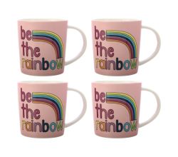 Maxwell & Williams 4er-Set – 4 × DX1072 Becher 380 ml BE KIND Be The Rainbow, Porzellan, in Geschenkbox (DX1072)