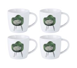 Maxwell & Williams 4er-Set – 4 × DX1217 Becher 400 ml FELINE FRIENDS One Eye Opened, Porzellan, in Geschenkbox (DX1217)