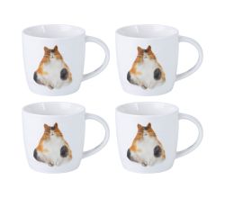 Maxwell & Williams 4er-Set – 4 × DX1222 Becher 400 ml FELINE FRIENDS Content Cat, Porzellan, in Geschenkbox (DX1222)