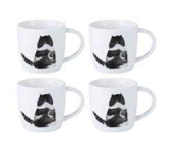 Maxwell & Williams 4er-Set – 4 × DX1223 Becher 400 ml FELINE FRIENDS Grumpy Cat, Porzellan, in Geschenkbox (DX1223)